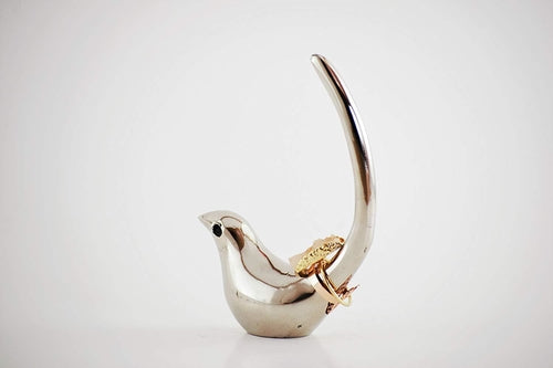 Porte-bagues oiseau argenté