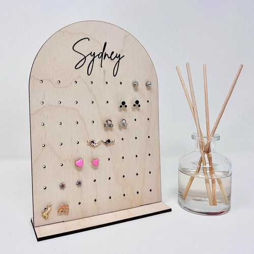 Présentoir à boucles d'oreilles personnalisé en bois