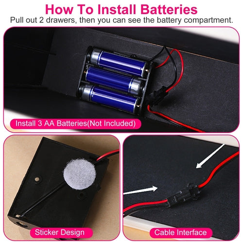 Coffret à bijoux 3 étages avec miroir LED