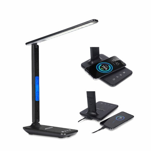 Lampe 3-en-1 : chargeur sans fil, horloge et température