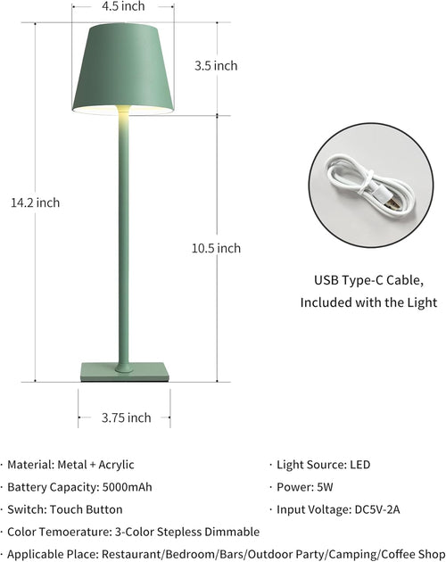 Lot de 2 lampes de table sans fil rechargeables