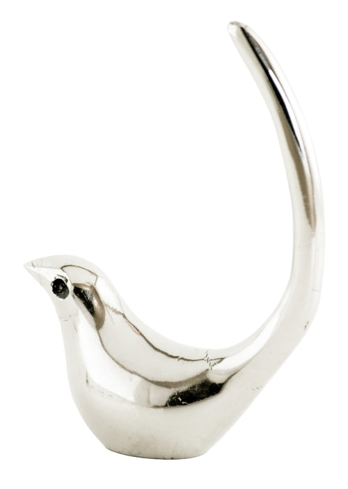 Porte-bagues oiseau argenté