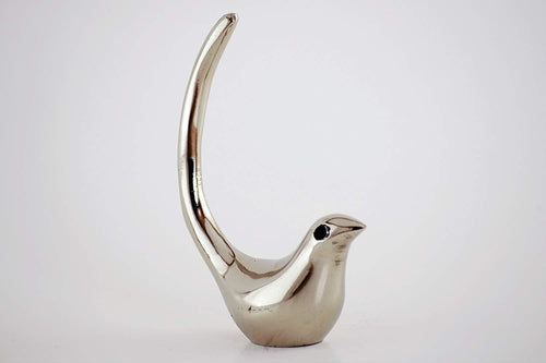 Porte-bagues oiseau argenté