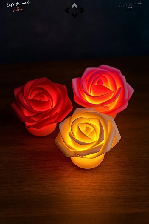 Set de 3 mini veilleuses roses LED