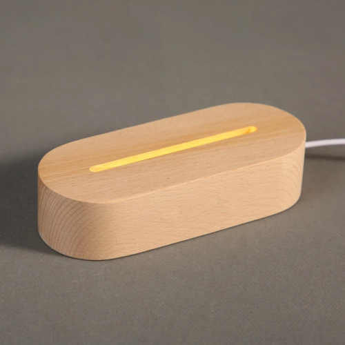 Lampe tableau à message LED, socle en bois
