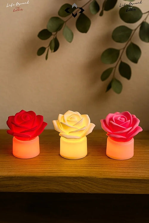 Set de 3 mini veilleuses roses LED
