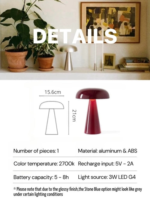 Lampe champignon Como – sans fil et dimmable