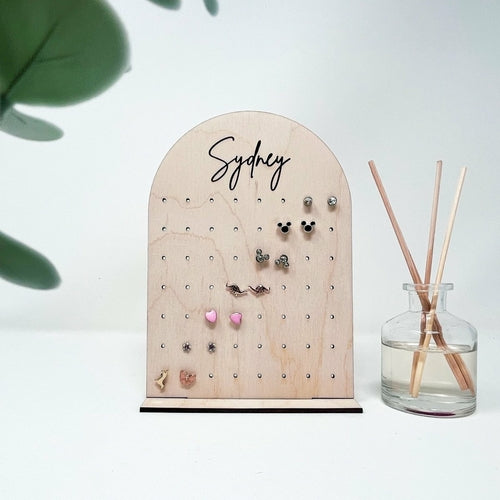 Présentoir à boucles d'oreilles personnalisé en bois